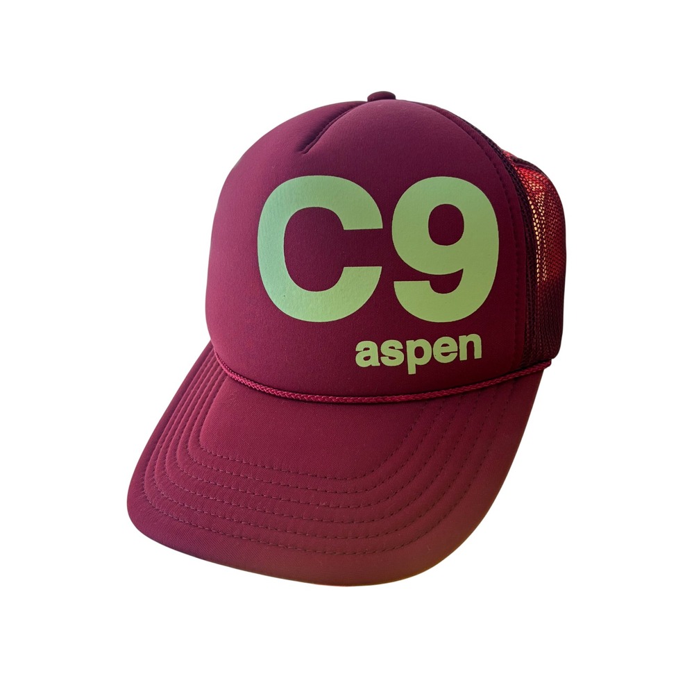 Aspen Cloud 9 Snowmass Burgundy Red Rope Mesh Back Trucker Adjustable Snapback
